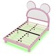 preview thumbnail 6 of 5, Full Size Upholstered Platform Bed Frame with LED Lights, Wooden PU Leather Bed with Cartoon Ears Shaped Headboard, White+Pink