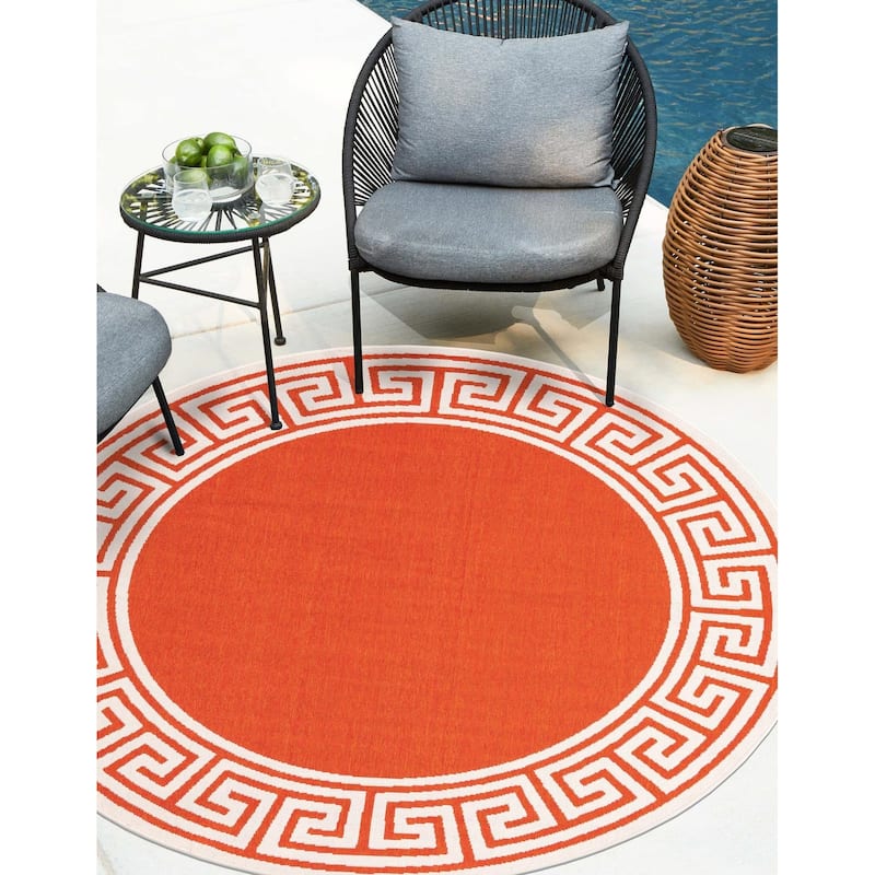 Outdoor Trisha Collection Area Rug - Rust Red - 4'1" Round