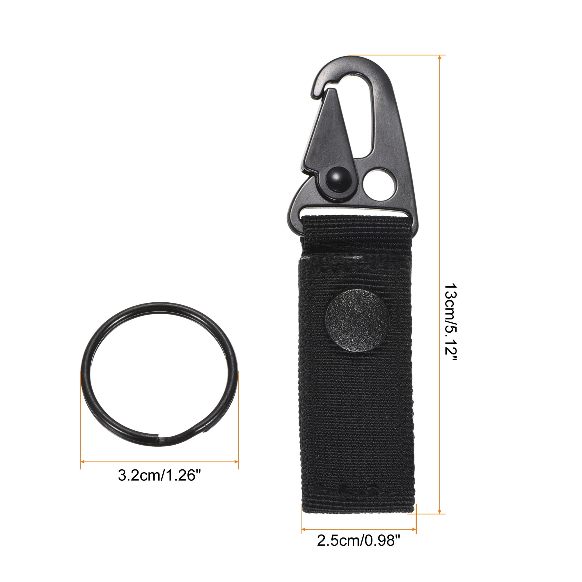 Unique Bargains Belt Keeper Key Ring Nylon Webbing Strap Hanging Gear  Buckle with Snap Key Holder Black 1 Pc