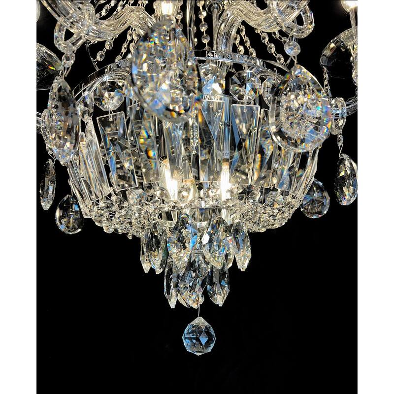 Crystal Chandelier 26 in Wide 11 Lights Pendant Light Gold and Chrome