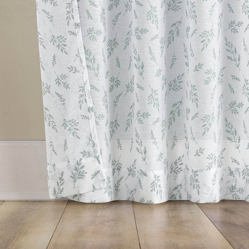 No. 918 Briarwood Delicate Leaf Textured Sheer Rod Pocket 1-Piece Curtain Panel, Single Panel