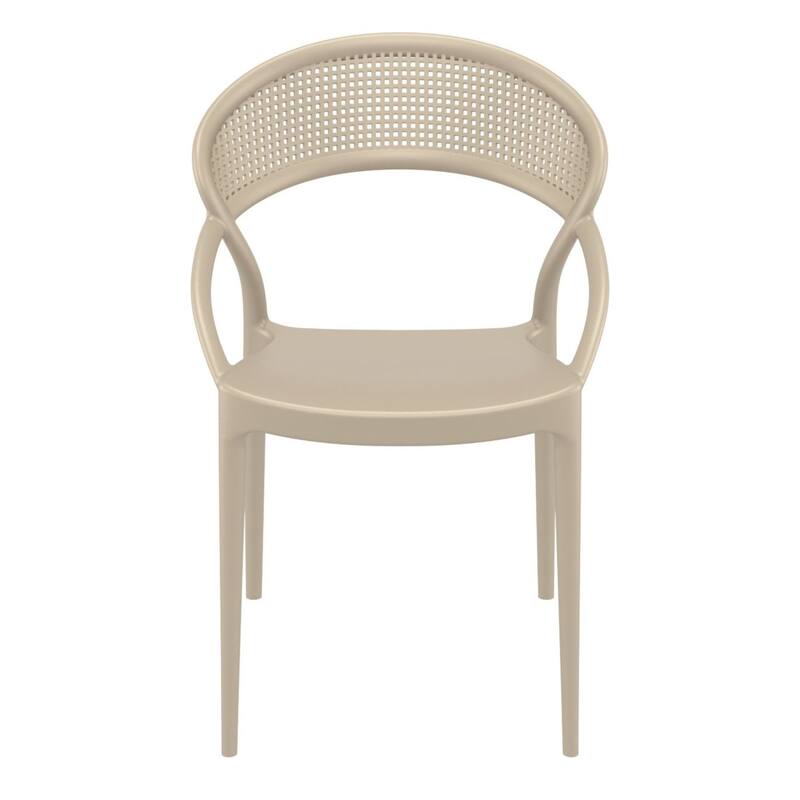 32.25" Taupe Mesh Outdoor Patio Round Dining Chair