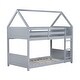 preview thumbnail 9 of 32, Twin Over Twin House Floor Bunk Bed with Headboards