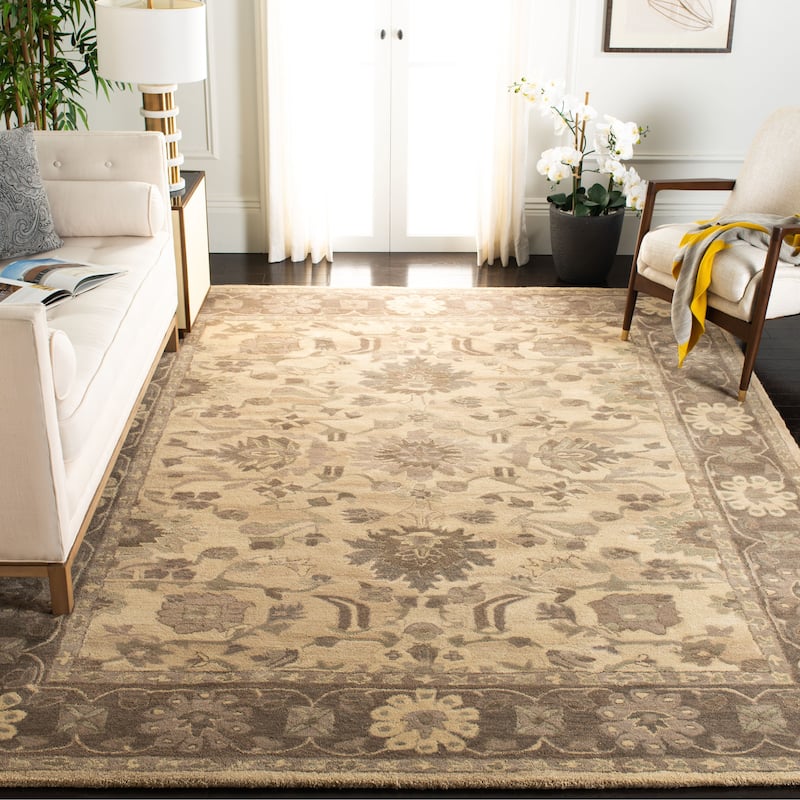 SAFAVIEH, Handmade Anatolia Patricie Traditional Oriental Hand-spun Wool Rug - 9' x 12' - Ivory/Grey