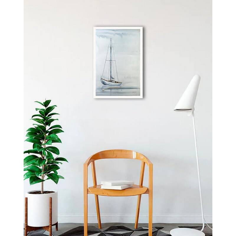 Sail On The Horizon Framed Poster - 18 x 24 Inch - White