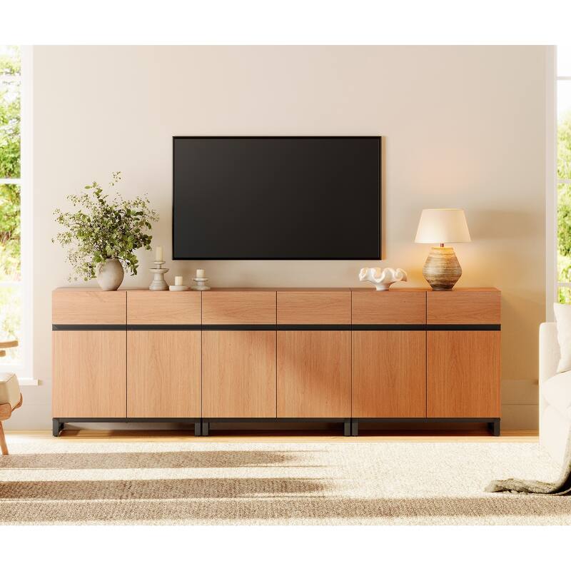 WAMPAT Storage Cabinet, Modern Sideboard with Adjustable Shelf and Metal Base