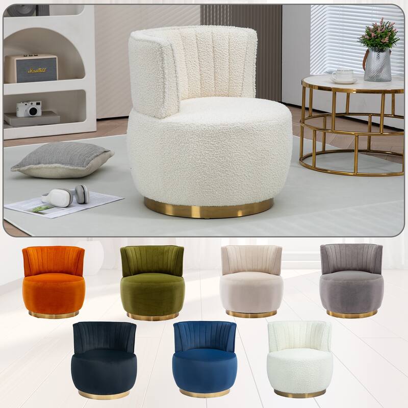 Teddy Swivel Barrel Chair, Round Leisure Sofa Chair, Upholstered Armchair with Wraparound Back for Bedroom, Nursery Room
