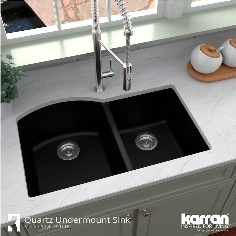 Karran Undermount Quartz Double Bowl Kitchen Sink