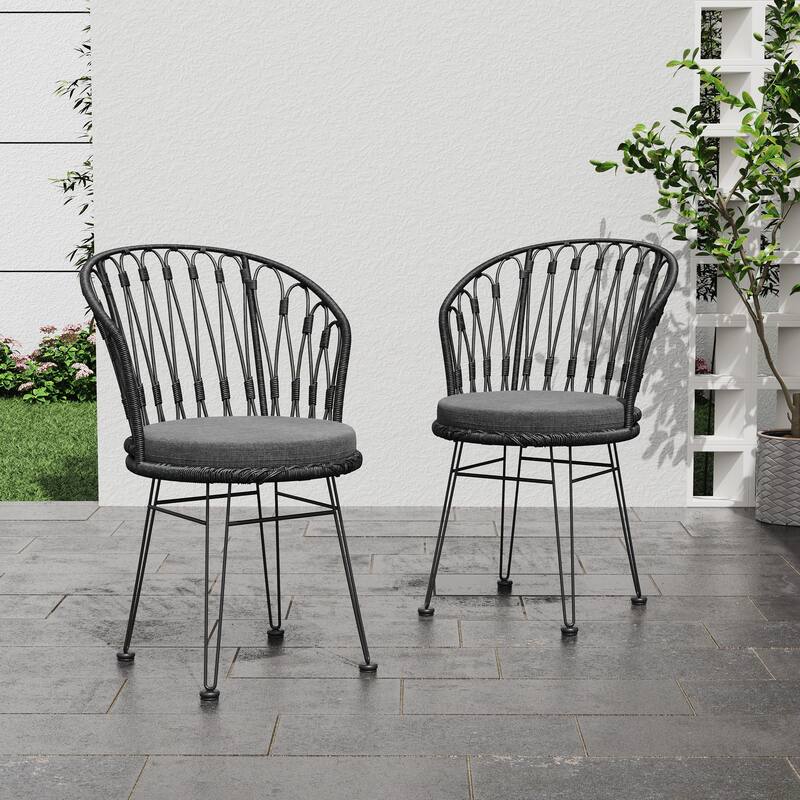 2PCS Gray Chair with 2 Cushions - Grey