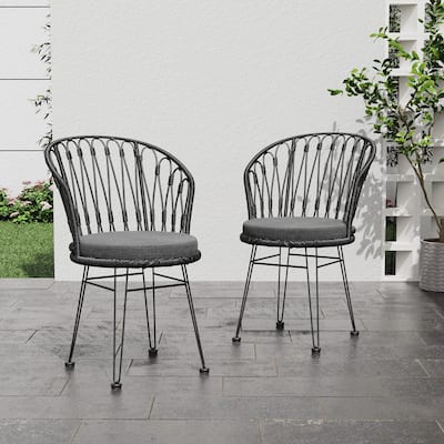 2PCS Gray Chair with 2 Cushions