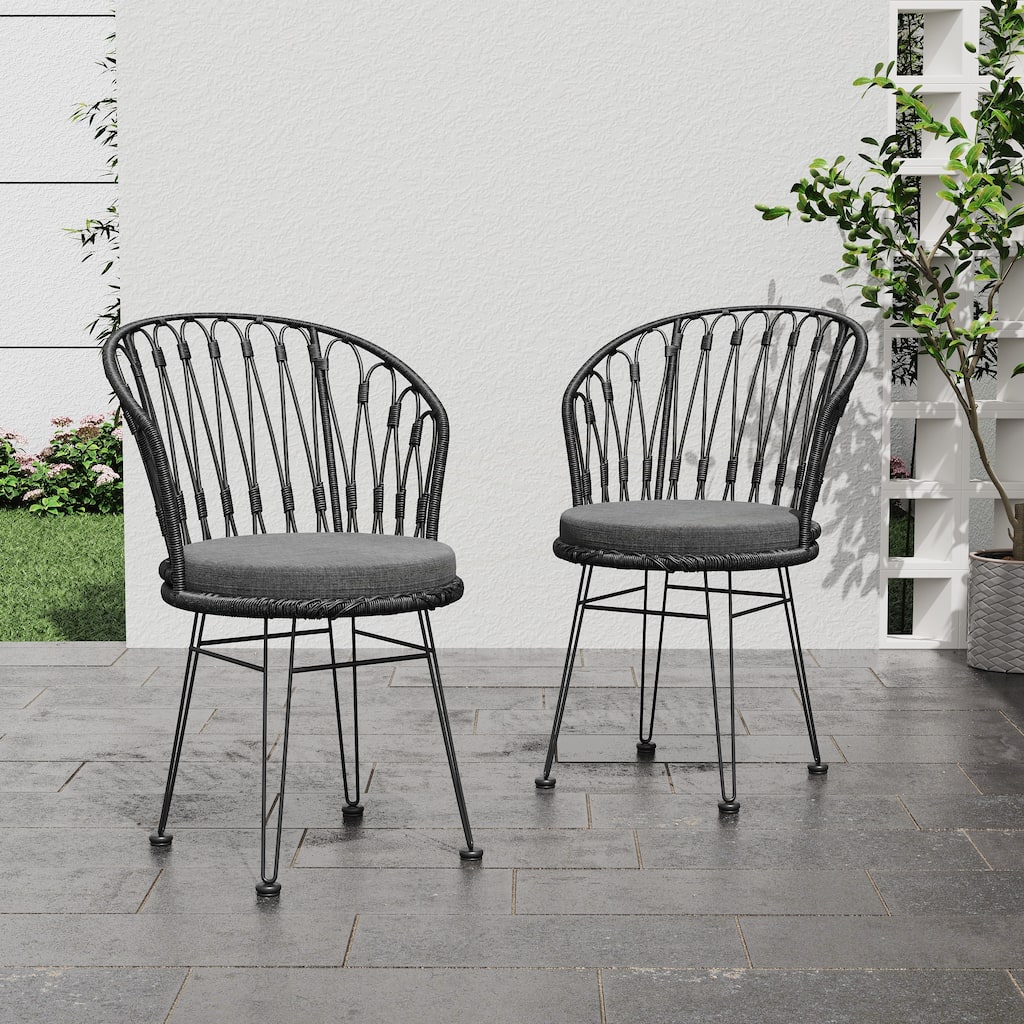 2PCS Gray Chair with 2 Cushions