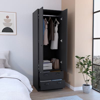 Armoire Wardrobe Closet with Double Door and 2-Drawers