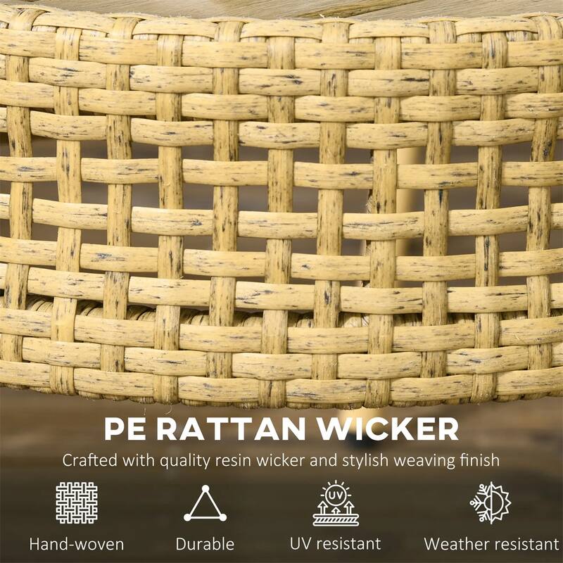 Outdoor PE Wicker Nesting End Tables Set of 2 for Patio or Garden - 23.2" L x 23.2" W x 21.7" H