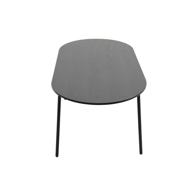 7-Piece Dining Set in Black Steel with 6 Chairs and Table Tule Collection by LeisureMod