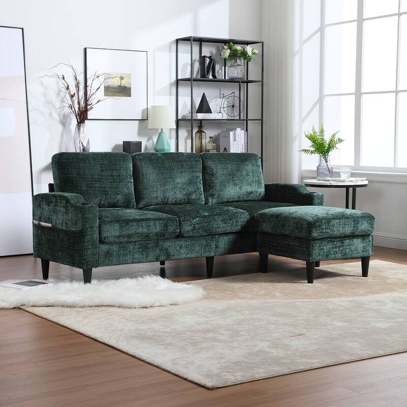 Modular Sleeper Sectional Sofa with Storage Ottoman