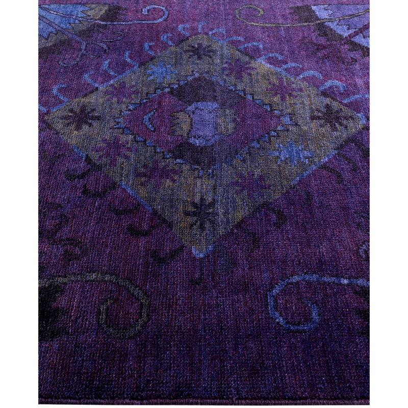 Overdyed One-of-a-Kind Hand-Knotted Square Area Rug - Purple - 5' 1" x 5' 3"