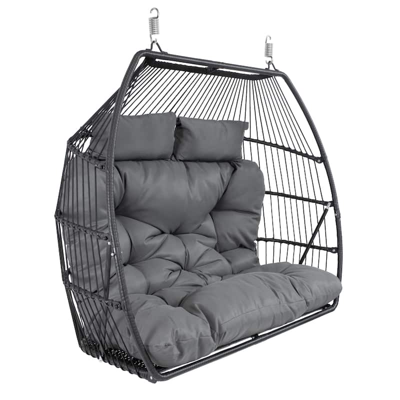 Andrei Double Hanging Egg Chair with Cushion - Dark Gray