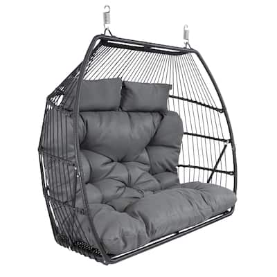 Andrei Double Hanging Egg Chair with Cushion - Dark Gray