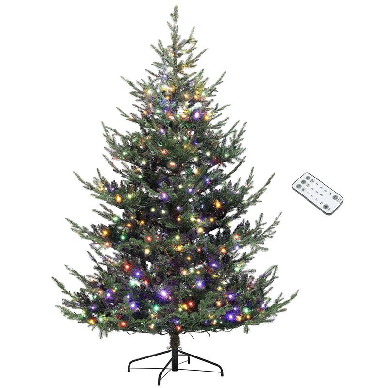 7.5ft Artificial Christmas Tree with 300 Dual Color LED Lights, 11 Light Modes