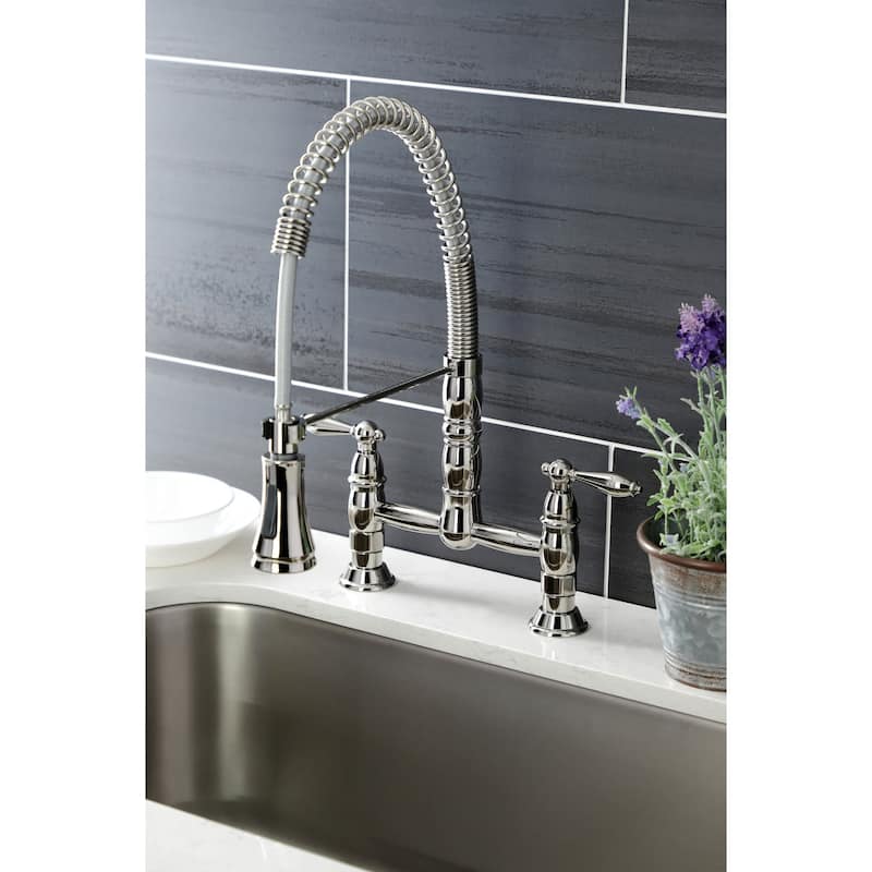 Kingston Brass Heritage 1.8 GPM Widespread Bridge Pull Down Kitchen