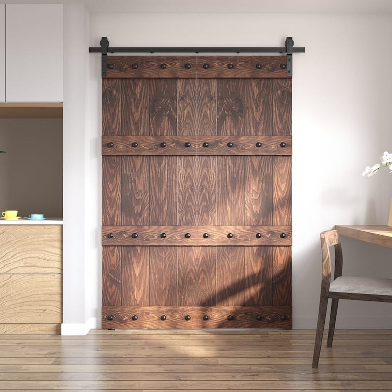 Coast Sequoia 30in./36in./48in./60in./72in. x 84in. Embossing Pine Wood Bi-Fold Barn Door With Sliding Hardware Kit