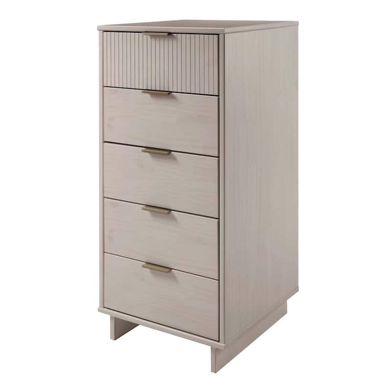 Manhattan Comfort 3-Piece Granville Modern Solid Wood Narrow Chest Dresser Nightstand Set.