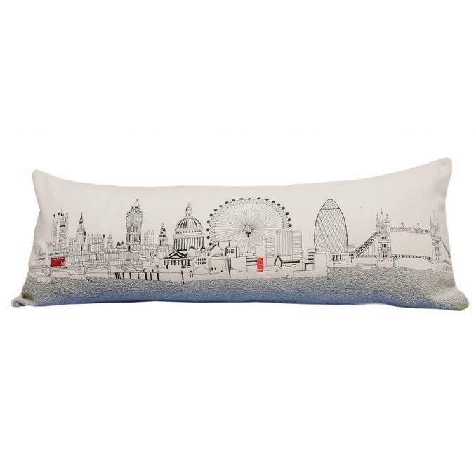 35" White London Daylight Skyline Lumbar Decorative Pillow