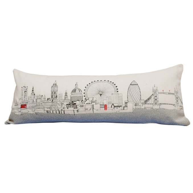35" White London Daylight Skyline Lumbar Decorative Pillow