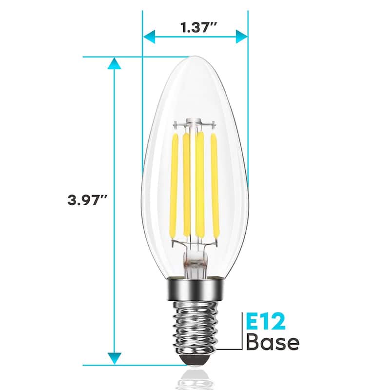 Luxrite Candelabra LED Light Bulbs 100W Equivalent 800 Lumens 7W B11 Dimmable Damp Rated UL Listed E12 6 Pack