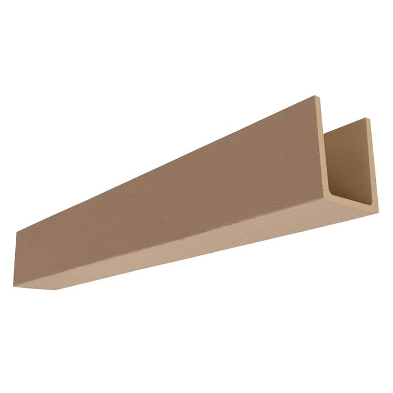 3-Sided (U-Beam) Rustic Sawn HeritageTimber Faux Wood Ceiling Beam - 3 1/2"W x 5 1/2"H x 192"L - Primed Tan