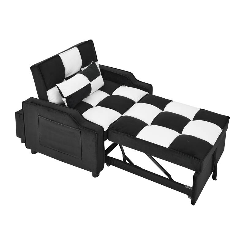 Velvet 3-in-1 Convertible Sleeper Chair with Pull-Out Bed & Adjustable Back