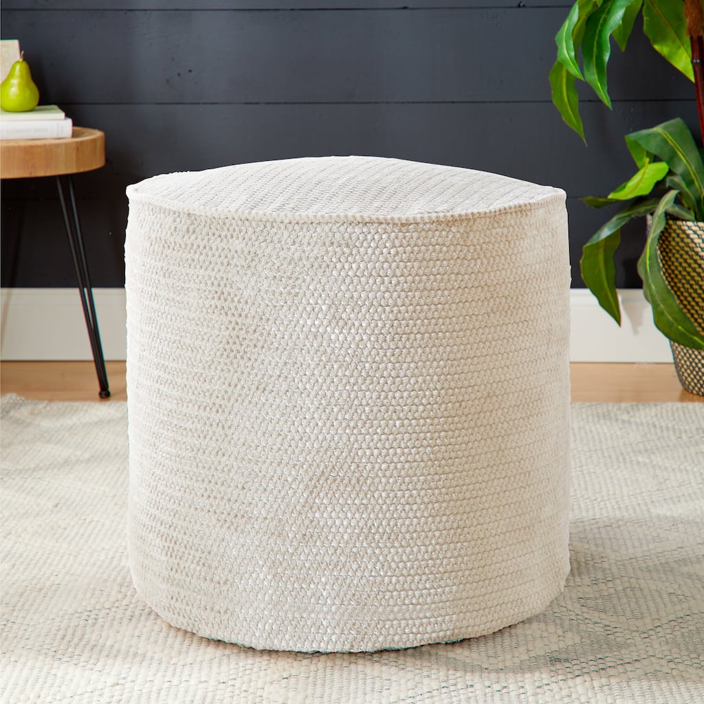 Sorra Home Velvet Shimmer Indoor Textured Round Bean Pouf/Ottoman