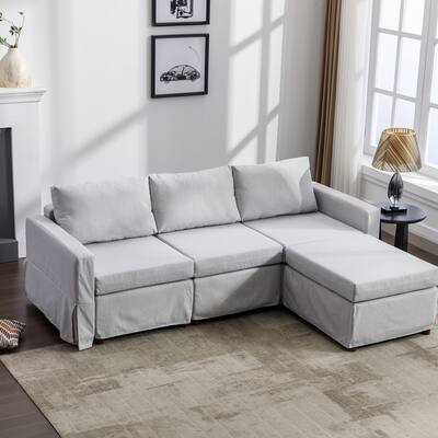 Elegant 3 Seat Module Sectional Sofa Couch With 1 Ottoman