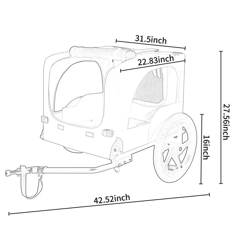 Heavy Duty Collapsible Pet Bike Trailer with 16" Wheels, Foldable Dog Bicycle Carrier Cart with Hitch & Reflectors