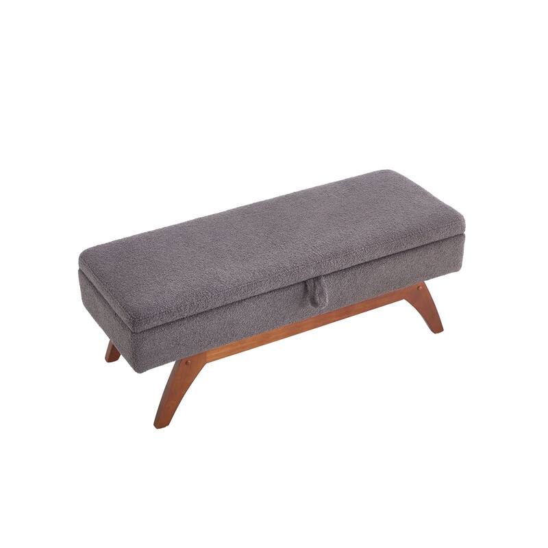 Teddy wool fabric, solid wood feet for solid weighing, and bed end stool with storage function