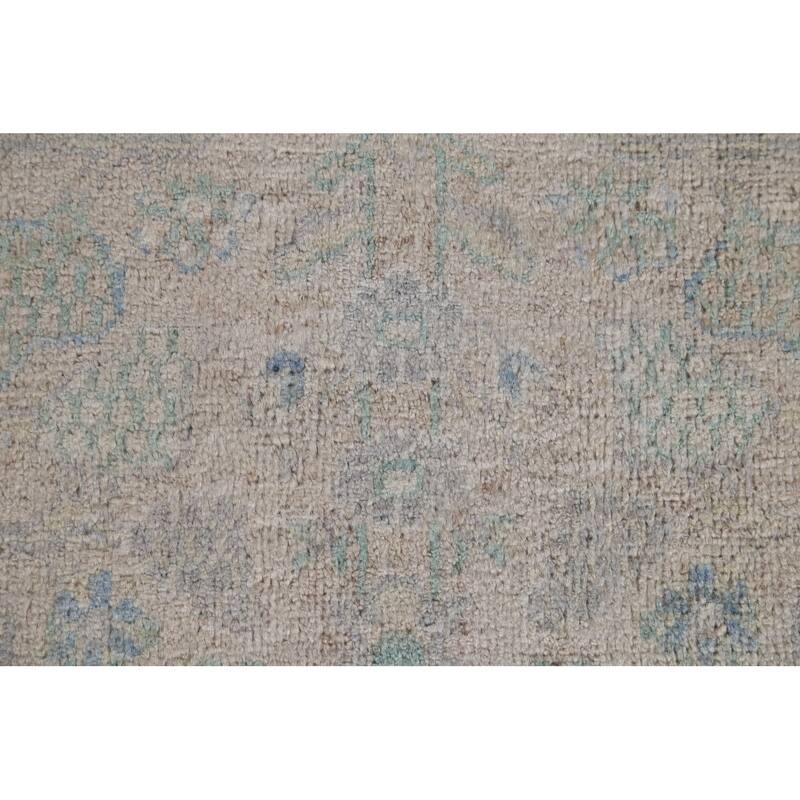 Hand Knotted Oriental 100% Wool Carpet Transitional Geometric Beige & Ivories Oushak Area Rug - 4' 11'' X 3' 10''