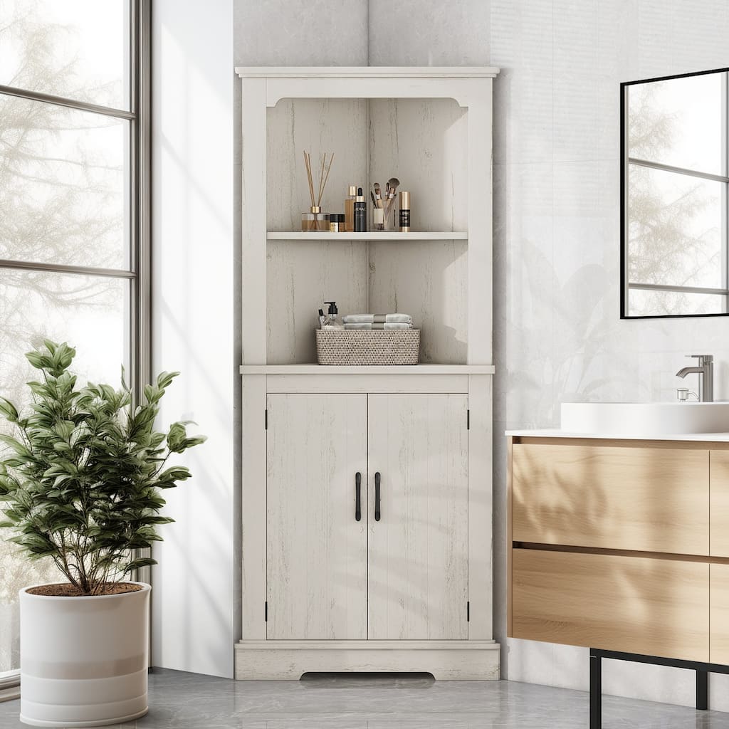 Tall Corner Cabinet with Doors for living room