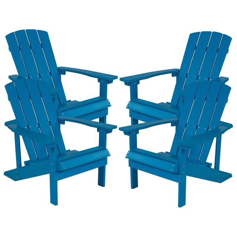 All-weather Poly Resin Wood Outdoor Adirondack Chair (Set of 4) - Blue