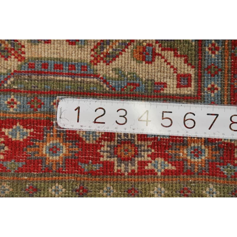 Geometric Kazak Oriental Accent Foyer Rug Hand-Knotted Wool Carpet - 2'0"x 3'0"