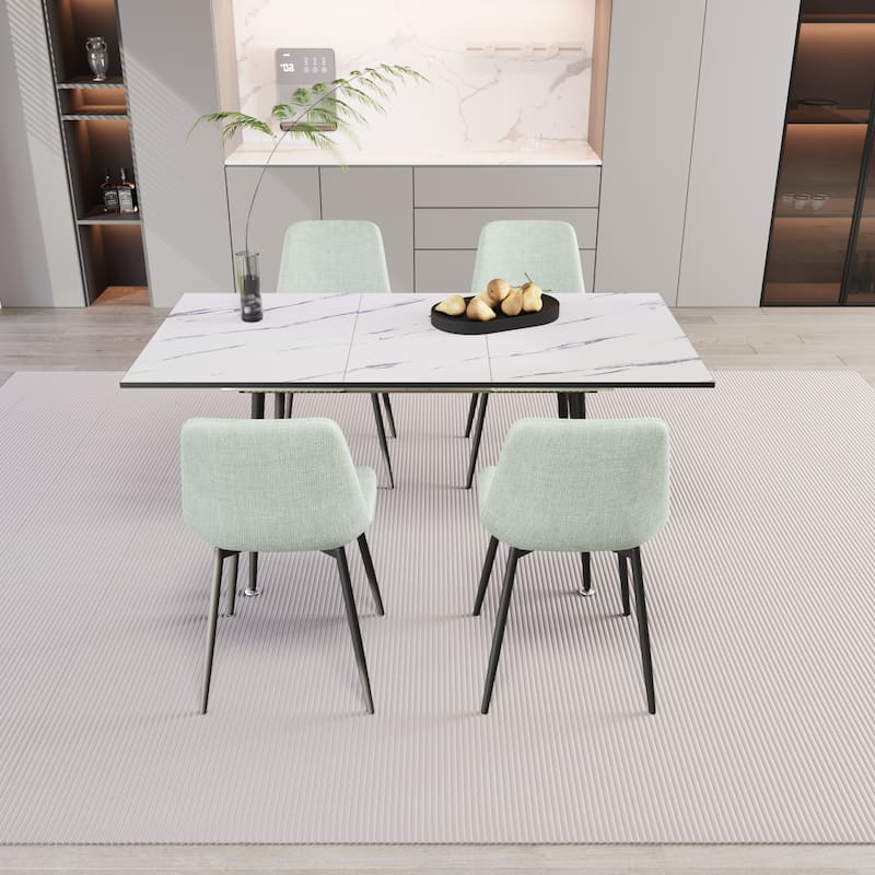 47"-63" Extendable MDF Modern Dining Table and Chair Set,Dining Table and Modern Dining Chair 4-Piece Set