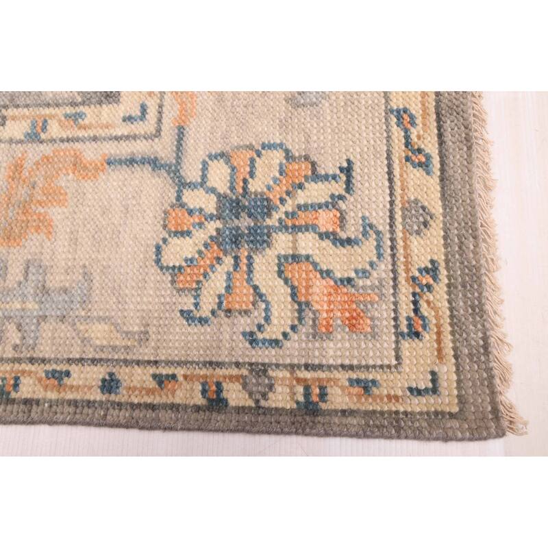 ECARPETGALLERY Hand-knotted Modern Oushak Grey Wool Rug - 6'1 x 9'0