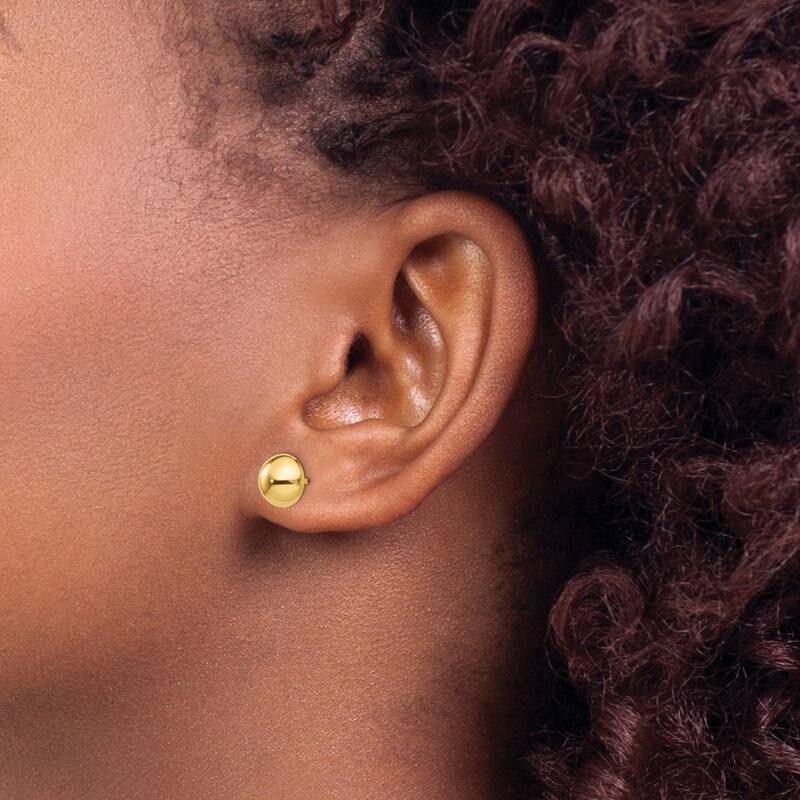 Curata 14k Yellow Gold Polished 8mm Half Ball Post Earrings