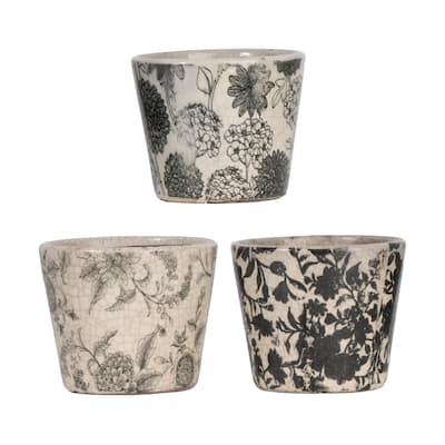 A&B Home Patterned Terracotta Planters (Set of 3)