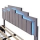 preview thumbnail 27 of 39, Queen Velvet Platform Bed with RGB Lights & 4 Drawers - Modern Design