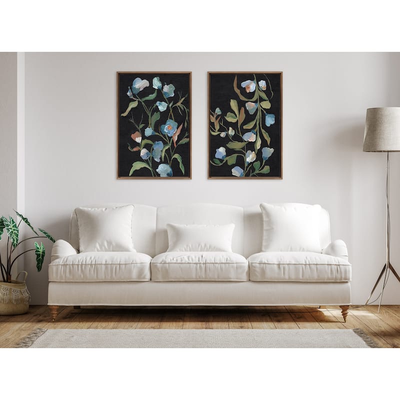 Sylvie Beaded Foliage I and III Framed Canvas Set by Nikita Jariwala