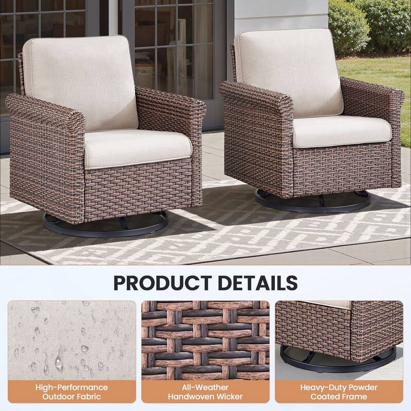 Pocassy Outdoor Sofa Swivel Chairs Patio Chair Funiture Set