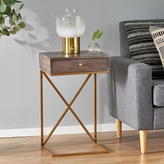 Bucyrus Rustic Glam Handcrafted Acacia Wood C-Shaped Side Table by Christopher Knight Home