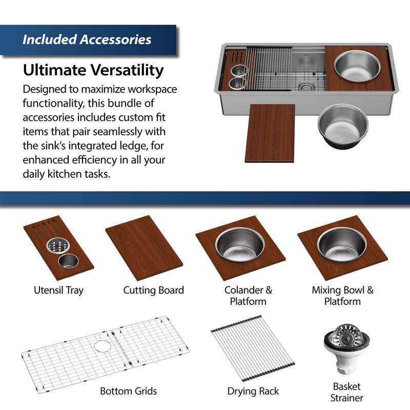 Karran USA WS-90-PK1 Elite Workstation 45" Farmhouse Single Basin
