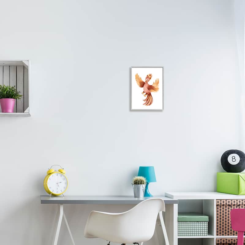 Stupell Flying Phoenix Bird Mythology Fantasy Creature Illustration Framed Wall Art, Design by Studio Q - Brown