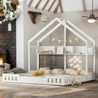 L-Shaped Bunk Bed with Slide and Ladder